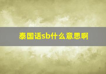 泰国话sb什么意思啊