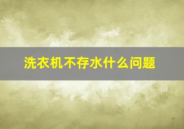 洗衣机不存水什么问题