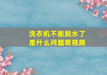 洗衣机不能脱水了是什么问题呢视频