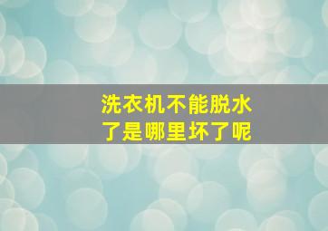 洗衣机不能脱水了是哪里坏了呢