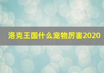 洛克王国什么宠物厉害2020