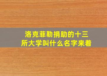 洛克菲勒捐助的十三所大学叫什么名字来着