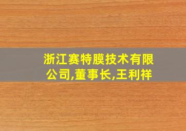 浙江赛特膜技术有限公司,董事长,王利祥