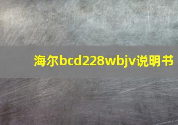 海尔bcd228wbjv说明书