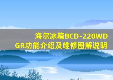 海尔冰箱BCD-220WDGR功能介绍及维修图解说明