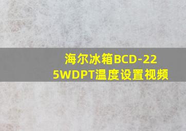 海尔冰箱BCD-225WDPT温度设置视频