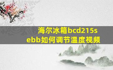 海尔冰箱bcd215sebb如何调节温度视频