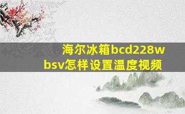 海尔冰箱bcd228wbsv怎样设置温度视频