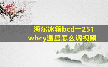 海尔冰箱bcd一251wbcy温度怎么调视频