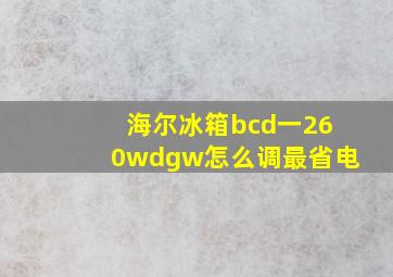 海尔冰箱bcd一260wdgw怎么调最省电