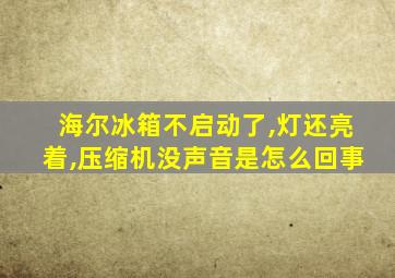 海尔冰箱不启动了,灯还亮着,压缩机没声音是怎么回事