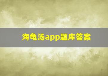 海龟汤app题库答案