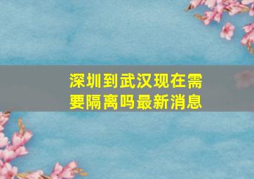 深圳到武汉现在需要隔离吗最新消息