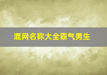 混网名称大全霸气男生