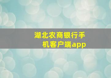 湖北农商银行手机客户端app