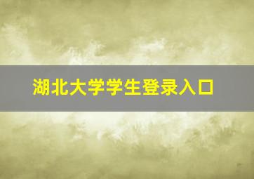 湖北大学学生登录入口