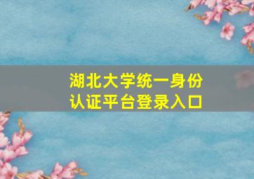 湖北大学统一身份认证平台登录入口