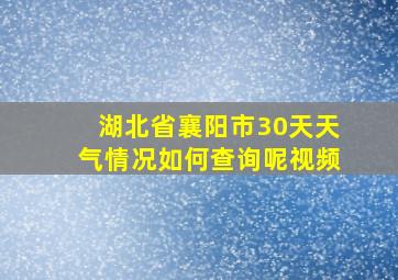 湖北省襄阳市30天天气情况如何查询呢视频