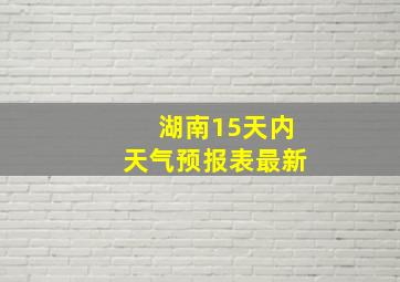 湖南15天内天气预报表最新