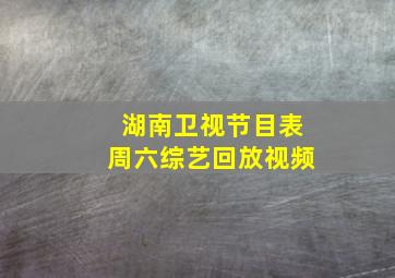 湖南卫视节目表周六综艺回放视频