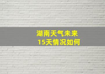 湖南天气未来15天情况如何