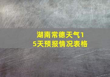 湖南常德天气15天预报情况表格