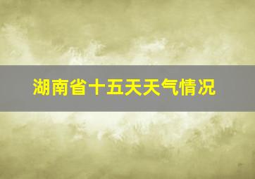 湖南省十五天天气情况