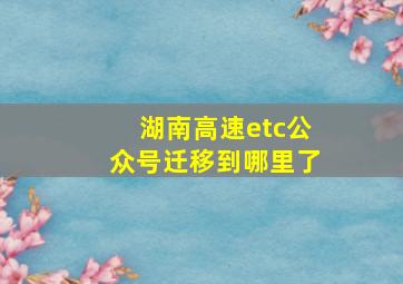 湖南高速etc公众号迁移到哪里了