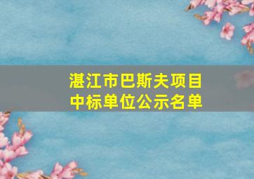 湛江市巴斯夫项目中标单位公示名单