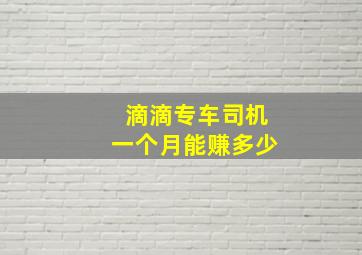 滴滴专车司机一个月能赚多少