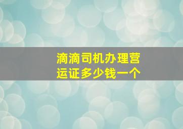 滴滴司机办理营运证多少钱一个