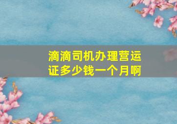 滴滴司机办理营运证多少钱一个月啊