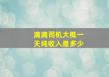 滴滴司机大概一天纯收入是多少