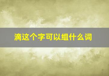 滴这个字可以组什么词