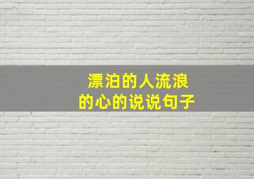 漂泊的人流浪的心的说说句子