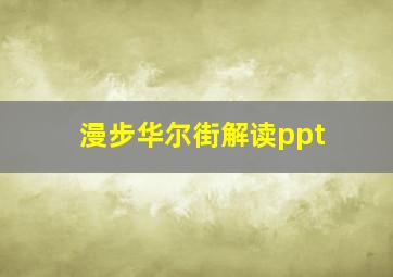 漫步华尔街解读ppt