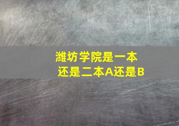 潍坊学院是一本还是二本A还是B