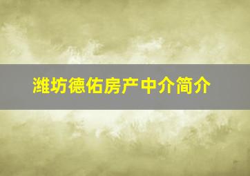 潍坊德佑房产中介简介