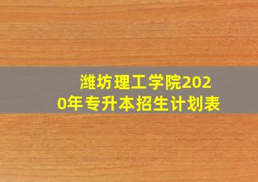 潍坊理工学院2020年专升本招生计划表