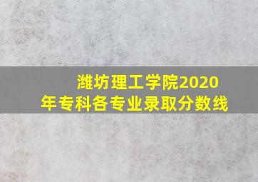 潍坊理工学院2020年专科各专业录取分数线