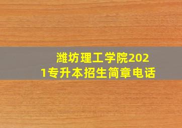 潍坊理工学院2021专升本招生简章电话