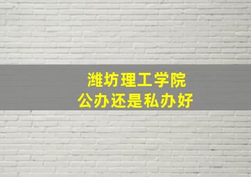 潍坊理工学院公办还是私办好