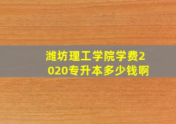 潍坊理工学院学费2020专升本多少钱啊