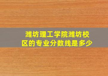 潍坊理工学院潍坊校区的专业分数线是多少