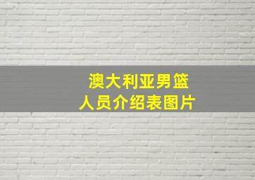 澳大利亚男篮人员介绍表图片