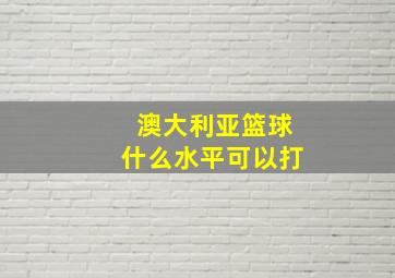 澳大利亚篮球什么水平可以打