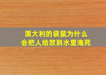 澳大利的袋鼠为什么会把人给放到水里淹死