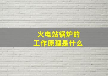 火电站锅炉的工作原理是什么