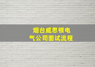 烟台威思顿电气公司面试流程