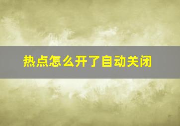 热点怎么开了自动关闭